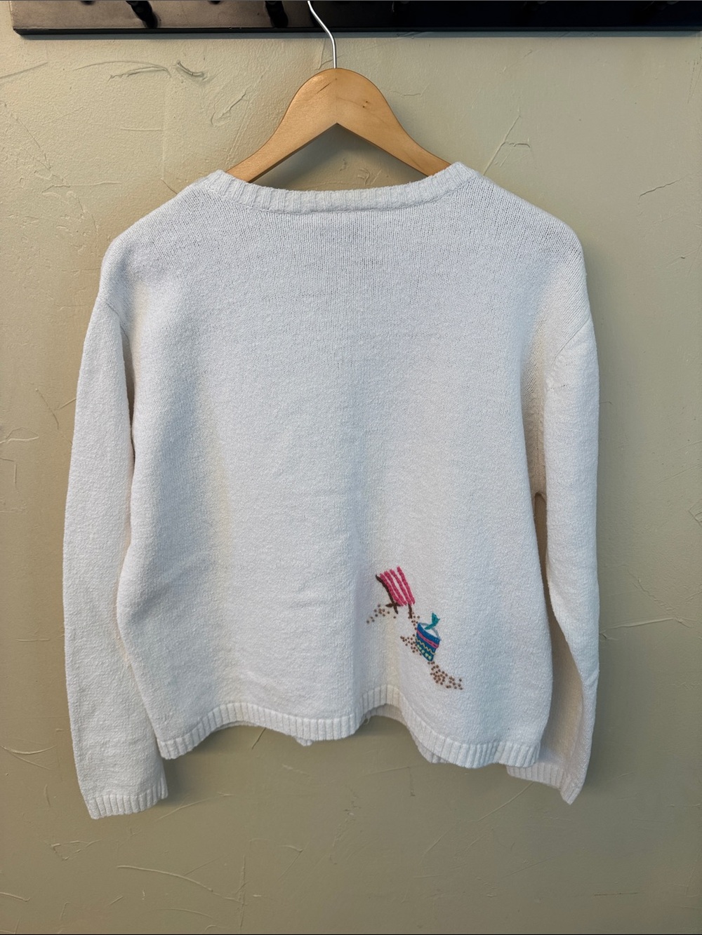 Talbots White Embroidered Beach-Themed Cardigan - Picture 6 of 6